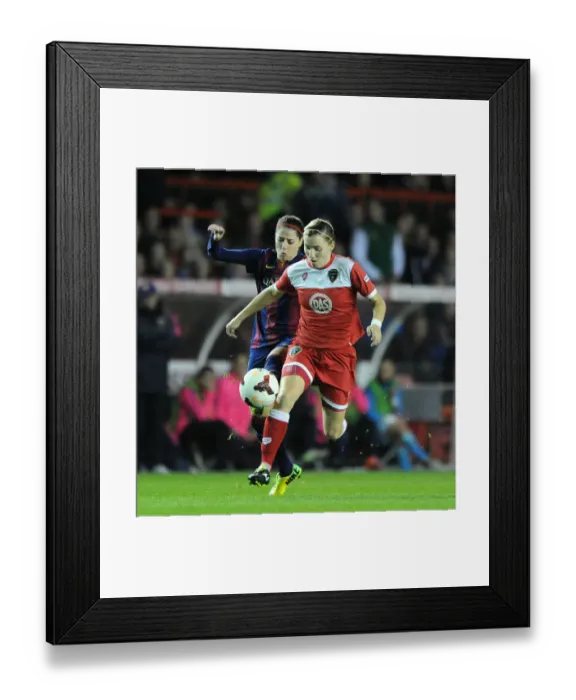 Framed Print : Champions Clash: Grace McCatty vs. Maria Victoria Losada - Bristol Academy Women's FC vs. FC Barcelona