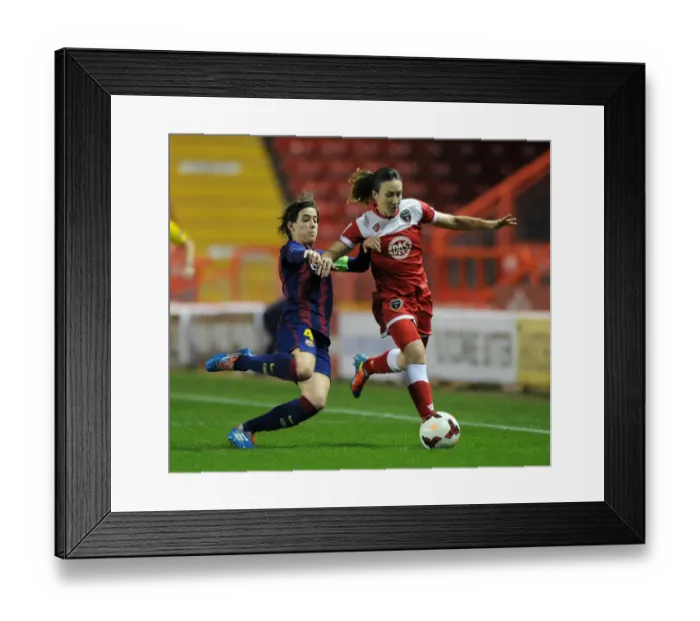 Framed Print : Marta Unzue vs. Corinne Yorston: A Champions League Battle at Ashton Gate - Bristol Academy Women's FC versus FC Barcelona