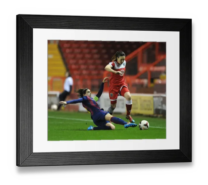 Framed Print : Marta Unzue vs. Corinne Yorston: A Champions League Battle at Ashton Gate Framed Print : Marta Unzue vs. Corinne Yorston: A Champions League Battle at Ashton Gate