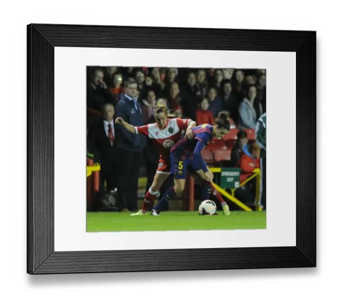 Framed Print : Fierce Rivalry: Harding vs. Serrano - A Battle for the Ball in the Women's Champions League Framed Print : Fierce Rivalry: Harding vs. Serrano - A Battle for the Ball in the Women's Champions League