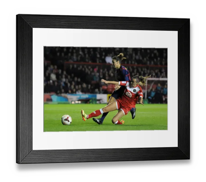 Framed Print : Clash of Stars: Harding vs. Serrano in Women's Champions League: Bristol Academy FC vs. FC Barcelona Framed Print : Clash of Stars: Harding vs. Serrano in Women's Champions League: Bristol Academy FC vs. FC Barcelona