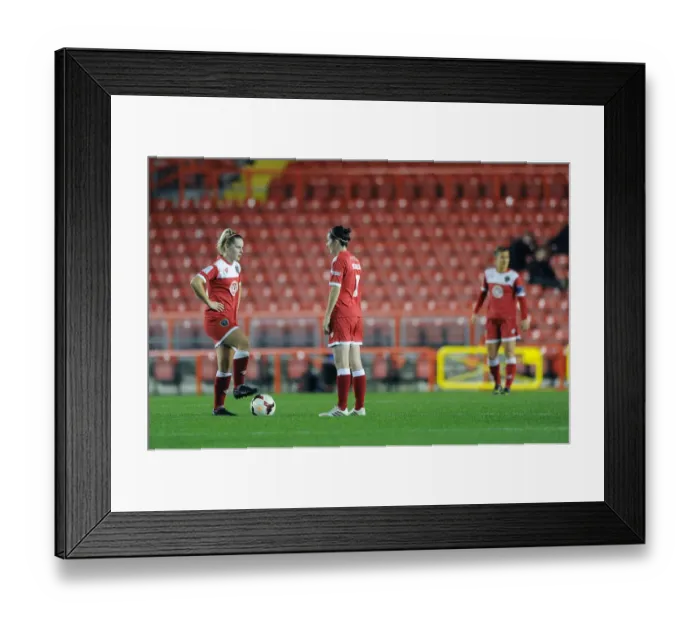 Framed Print : FC Barcelona Takes the Lead: Dejected Expressions from Natalia Pablos Sanchon and Nikki Watts of Bristol Academy WFC