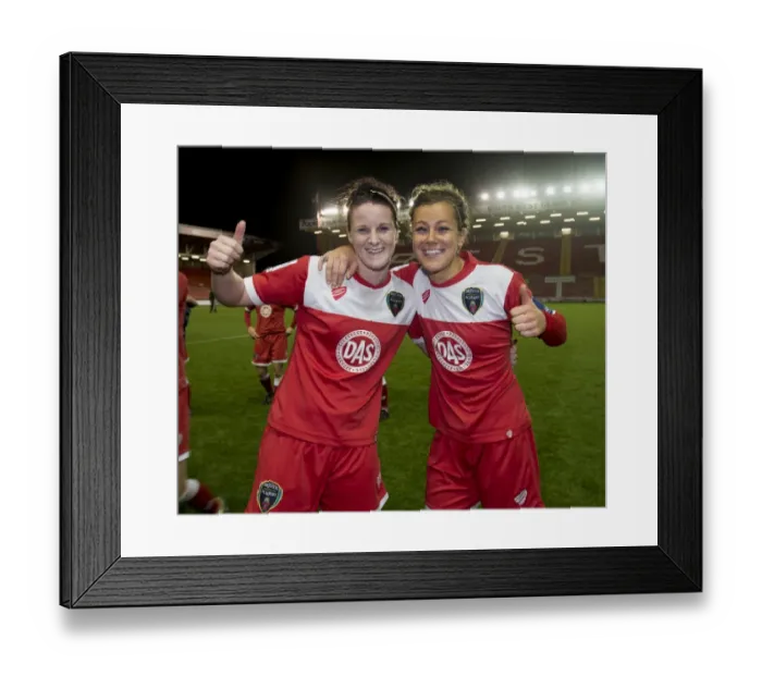 Framed Print : Bristol Academy Women's FC Defy FC Barcelona in Champions League: Jasmine Matthews and Jemma Rose's Triumphant Moment Framed Print : Bristol Academy Women's FC Defy FC Barcelona in Champions League: Jasmine Matthews and Jemma Rose's Triumphant Moment