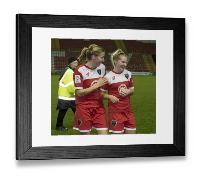 Framed Print : Bristol Academy Women's FC Celebrate Win Against FC Barcelona: Grace McCatty and Nikki Watts Rejoice