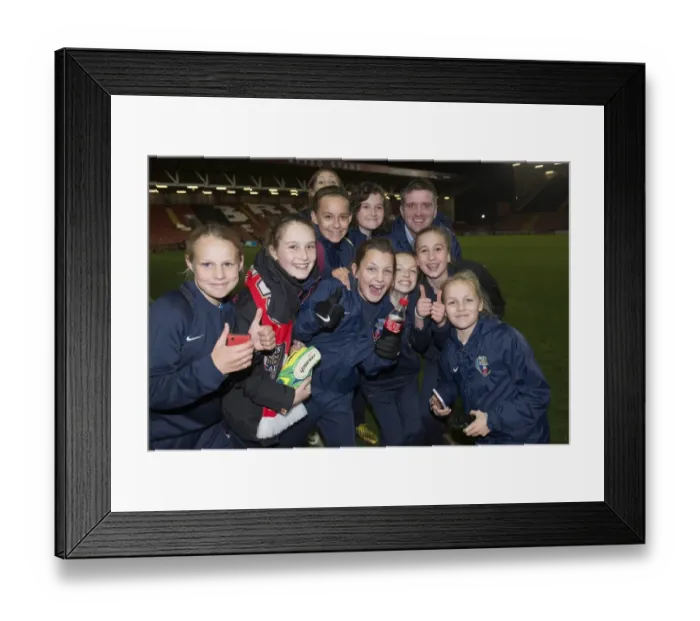 Framed Print : Bristol Academy Women's FC Manager Dave Edmondson Greets Excited Fans Before FC Barcelona Match Framed Print : Bristol Academy Women's FC Manager Dave Edmondson Greets Excited Fans Before FC Barcelona Match