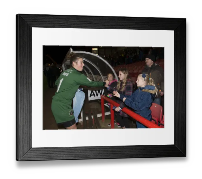 Framed Print : Mary Earps Connects with Young Fans After Thrilling Bristol Academy Women FC vs. FC Barcelona Match