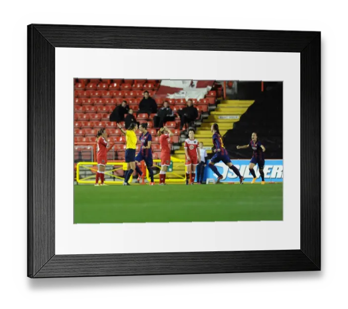 Framed Print : Jennifer Hermoso's Goal Celebration: Bristol Academy WFC vs. FC Barcelona, Champions League (13 / 11 / 2014)