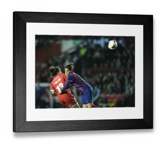 Framed Print : Laura Del Rio Garcia's Thrilling Header: A Champion's Moment at Ashton Gate - Bristol Academy Women vs. FC Barcelona Framed Print : Laura Del Rio Garcia's Thrilling Header: A Champion's Moment at Ashton Gate - Bristol Academy Women vs. FC Barcelona