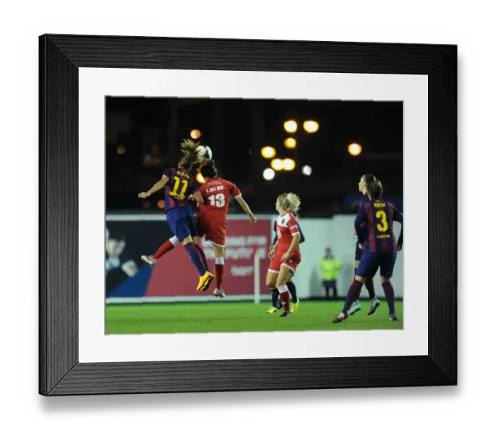 Framed Print : Battling Queens: Laura Del Rio Garcia vs. Alexia Putellas - Aerial Showdown in the Women's Champions League