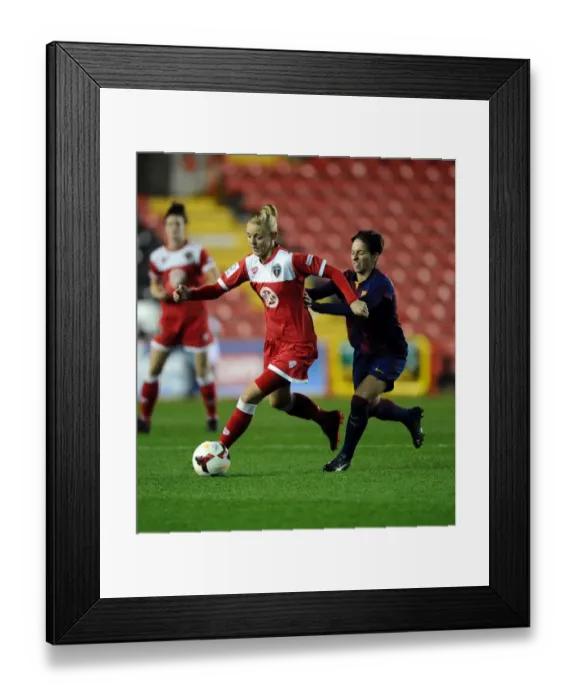 Framed Print : Sophie Ingle vs. Gema Gili: A Battle for Possession - Champions League Showdown between FC Barcelona and Bristol City Women's FC Framed Print : Sophie Ingle vs. Gema Gili: A Battle for Possession - Champions League Showdown between FC Barcelona and Bristol City Women's FC