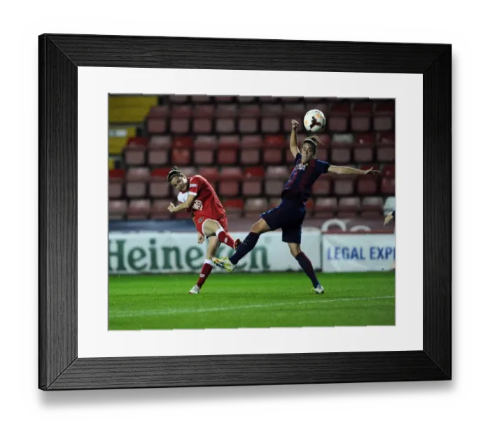 Framed Print : Bristol City's Natalia Pablos Sanchon Faces FC Barcelona in Champions League Match at Ashton Gate