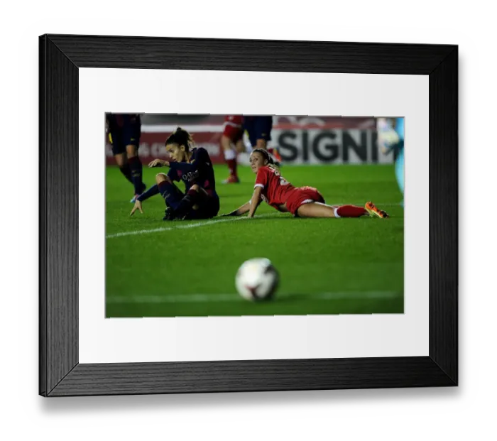 Framed Print : Natasha Harding's Heart-Stopping Moment: Inches Away from Scoring for Bristol Academy Women Against FC Barcelona Framed Print : Natasha Harding's Heart-Stopping Moment: Inches Away from Scoring for Bristol Academy Women Against FC Barcelona