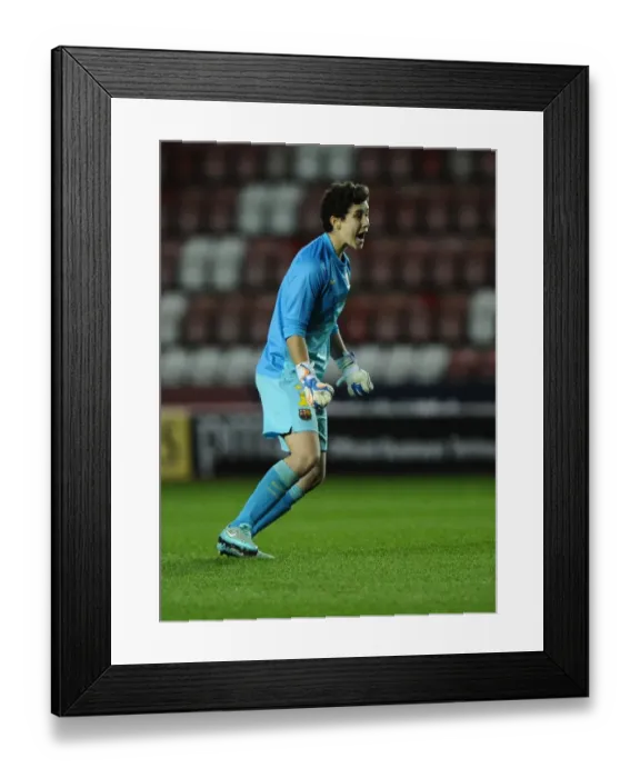 Framed Print : Laura Rafols Triumphant Moment: Bristol Academy WFC vs. FC Barcelona in Champions League at Ashton Gate