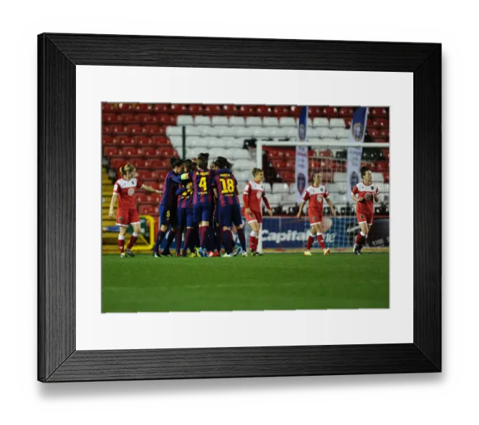 Framed Print : FC Barcelona Celebrates Champions League Victory over Bristol Academy WFC Framed Print : FC Barcelona Celebrates Champions League Victory over Bristol Academy WFC