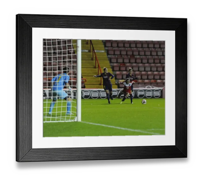 Framed Print : Nikki Watts Scores Penalty for Bristol City FC Against FC Barcelona after Harding Foul Framed Print : Nikki Watts Scores Penalty for Bristol City FC Against FC Barcelona after Harding Foul