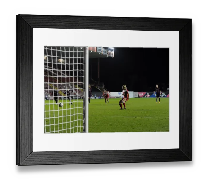Framed Print : Nikki Watts Scores Dramatic Penalty for Bristol Academy Women Against FC Barcelona Framed Print : Nikki Watts Scores Dramatic Penalty for Bristol Academy Women Against FC Barcelona
