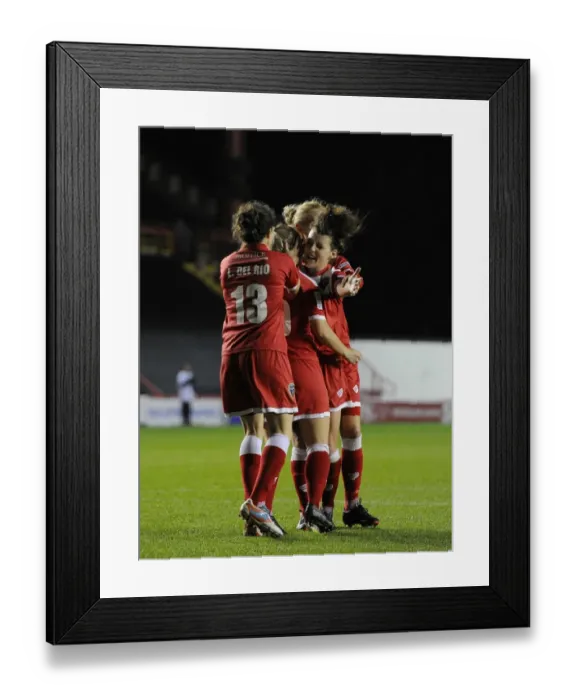 Framed Print : Bristol City's Nikki Watts Celebrates Historic Victory Against FC Barcelona in Women's Champions League Framed Print : Bristol City's Nikki Watts Celebrates Historic Victory Against FC Barcelona in Women's Champions League