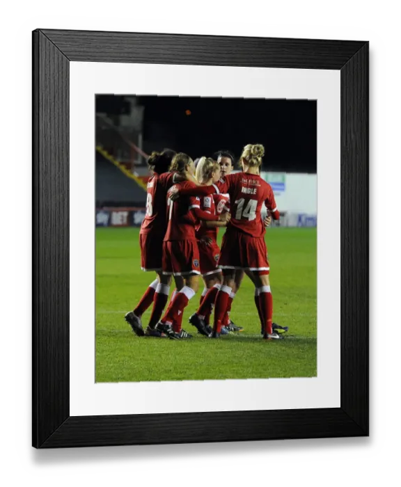 Framed Print : Bristol City FC's Nikki Watts Celebrates Glory: Triumphant Moment with Bristol Academy Women Against FC Barcelona