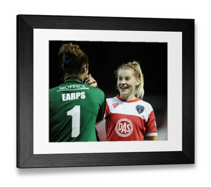 Framed Print : Bristol City FC Women's Historic Champions League Victory: Nikki Watts and Mary Earps Celebrate Over FC Barcelona Framed Print : Bristol City FC Women's Historic Champions League Victory: Nikki Watts and Mary Earps Celebrate Over FC Barcelona