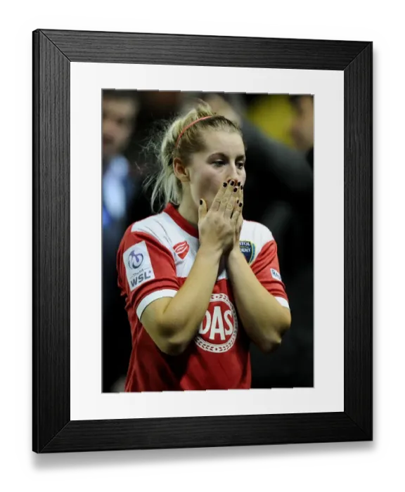 Framed Print : Nikki Watts Reacts: The Final Whistle - Bristol Academy Women's FC vs. FC Barcelona
