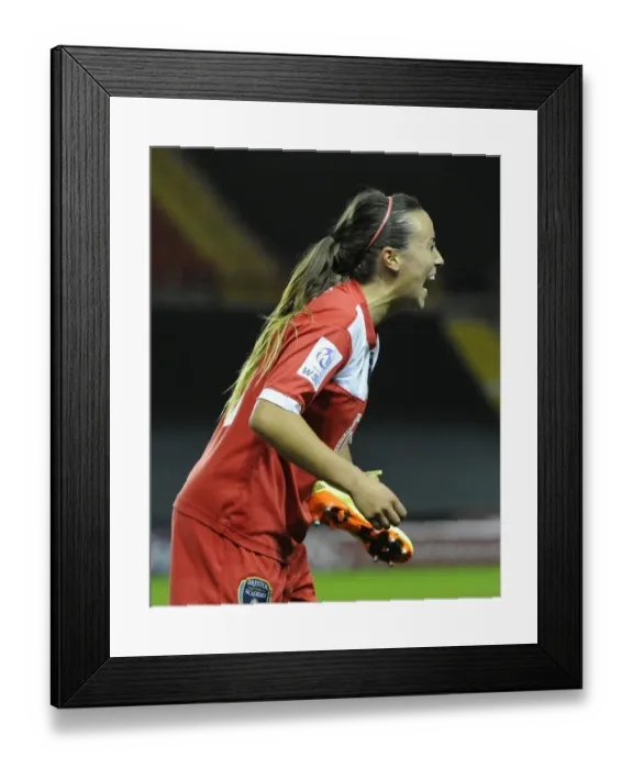 Framed Print : Bristol Academy Women's FC Defy Odds, Triumph Over FC Barcelona in Champions League: Natasha Harding's Euphoric Moment Framed Print : Bristol Academy Women's FC Defy Odds, Triumph Over FC Barcelona in Champions League: Natasha Harding's Euphoric Moment