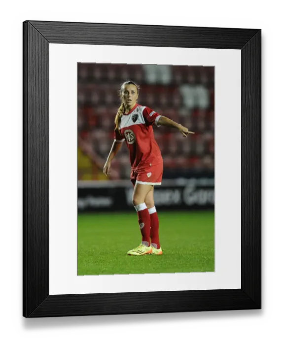 Framed Print : Natasha Harding in Action: Champions League Showdown between Bristol Academy and FC Barcelona at Ashton Gate