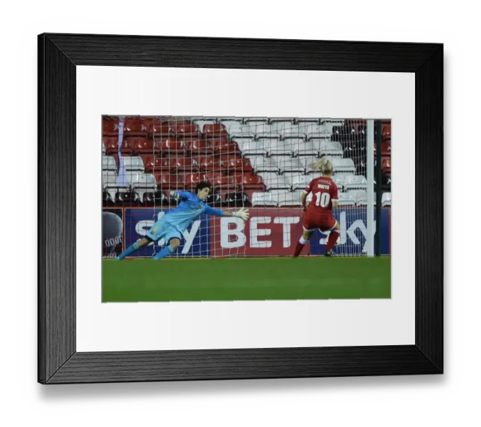 Framed Print : Nikki Watts Scores Penalty Past FC Barcelona's Keeper in UEFA Women's Champions League: Bristol Academy vs FC Barcelona Framed Print : Nikki Watts Scores Penalty Past FC Barcelona's Keeper in UEFA Women's Champions League: Bristol Academy vs FC Barcelona
