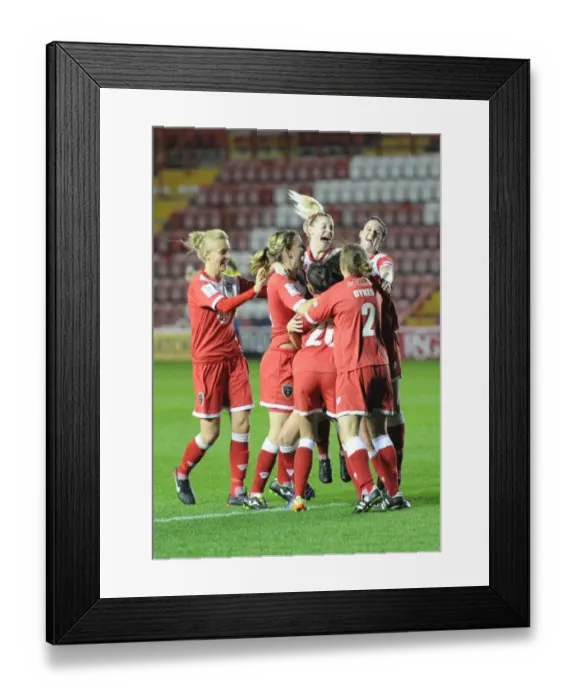 Framed Print : Bristol Academy Stuns FC Barcelona: Celebrating Victory in UEFA Women's Champions League Framed Print : Bristol Academy Stuns FC Barcelona: Celebrating Victory in UEFA Women's Champions League