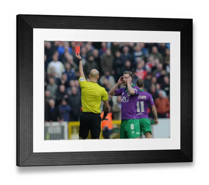 Framed Print : Wade Elliott's Red Card: Swindon Town vs. Bristol City, 15th November 2014 Framed Print : Wade Elliott's Red Card: Swindon Town vs. Bristol City, 15th November 2014