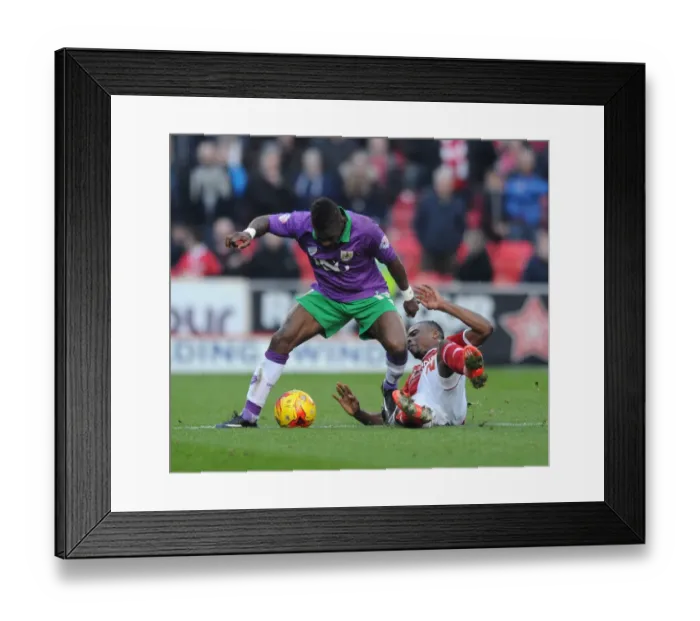 Framed Print : Intense Rivalry: Agard vs. Obika - Swindon Town vs. Bristol City Football Match, League One, 2014 Framed Print : Intense Rivalry: Agard vs. Obika - Swindon Town vs. Bristol City Football Match, League One, 2014