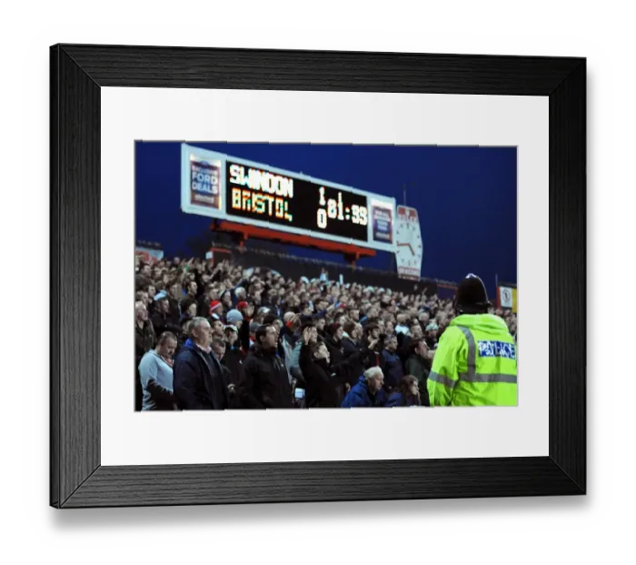 Framed Print : Bristol City Fans Unwavering: Singing On After Going Down 1-0 Against Swindon Town