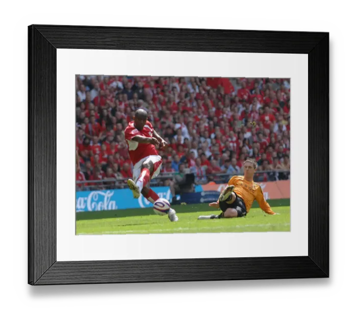 Framed Print : Celebrating Promotion: Dele Adebola's Triumphant Moment at the Play-Off Final Framed Print : Celebrating Promotion: Dele Adebola's Triumphant Moment at the Play-Off Final