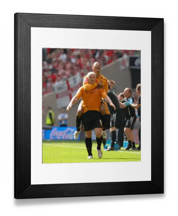 Framed Print : Bristol City Football Club: Dean Windass and Frazier Campbell Celebrate Play Off Final Victory Framed Print : Bristol City Football Club: Dean Windass and Frazier Campbell Celebrate Play Off Final Victory