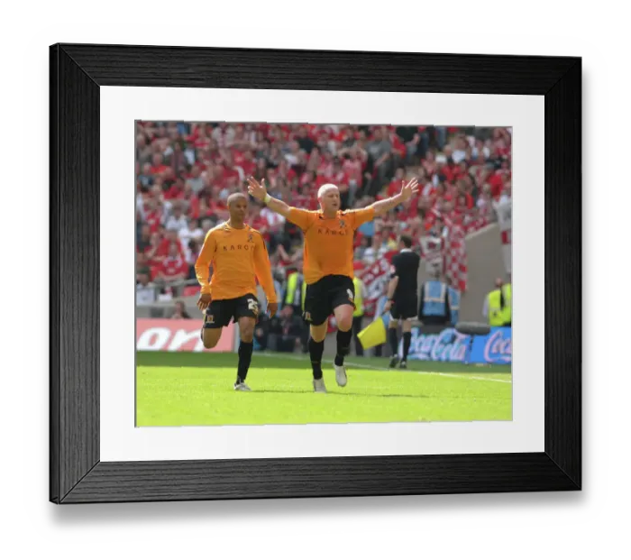 Framed Print : Dean Windass Celebrates Goal: Bristol City's Play-Off Final Triumph Framed Print : Dean Windass Celebrates Goal: Bristol City's Play-Off Final Triumph