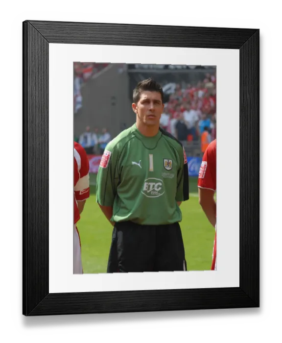 Framed Print : Bristol City's Adriano Basso Celebrates Promotion to Championship: Play-Off Final Triumph