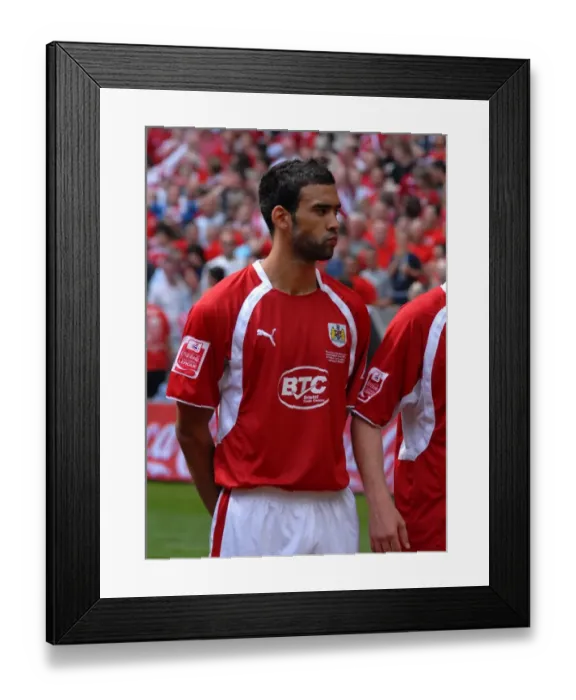 Framed Print : Bristol City's Liam Fontaine: Celebrating Promotion in the Play-Off Final Framed Print : Bristol City's Liam Fontaine: Celebrating Promotion in the Play-Off Final