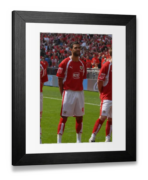 Framed Print : Bristol City's Liam Fontaine: Celebrating Promotion in the Play-Off Final Framed Print : Bristol City's Liam Fontaine: Celebrating Promotion in the Play-Off Final