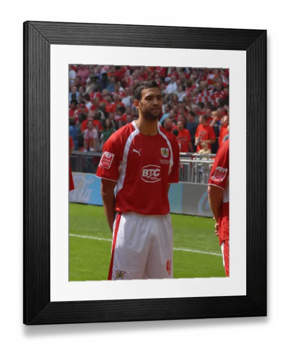 Framed Print : Bristol City's Liam Fontaine: Celebrating Promotion in the Play-Off Final