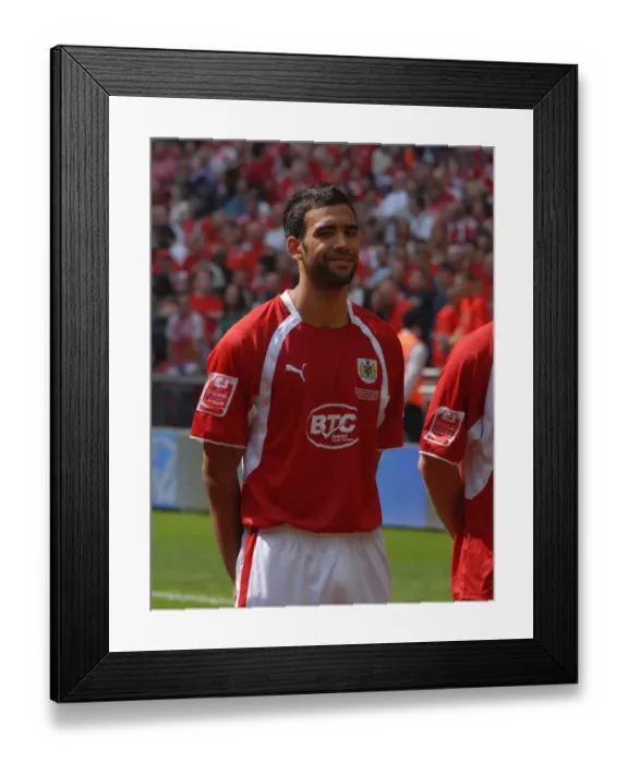 Framed Print : Bristol City's Liam Fontaine: Celebrating Promotion in the Play-Off Final Framed Print : Bristol City's Liam Fontaine: Celebrating Promotion in the Play-Off Final