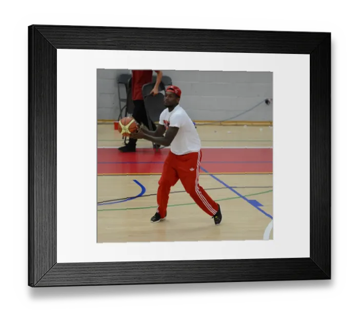 Framed Print : Jay Emmanuel-Thomas of Bristol City FC Joins Post-Match Basketball Game Framed Print : Jay Emmanuel-Thomas of Bristol City FC Joins Post-Match Basketball Game