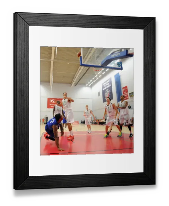 Framed Print : British Basketball League: Intense Showdown between Bristol Flyers and Plymouth Raiders at SGS Wise Campus