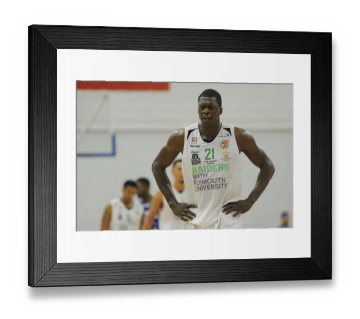 Framed Print : British Basketball League: A Thrilling Clash between Bristol Flyers and Plymouth Raiders at SGS Wise Campus - September 2014