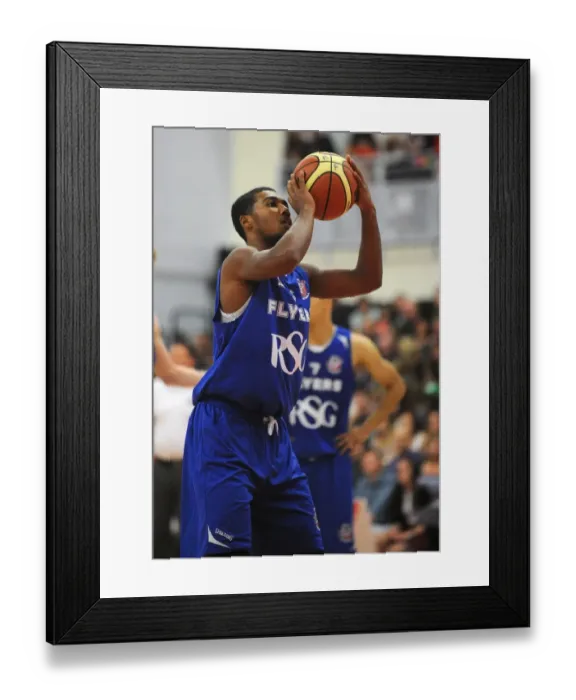 Framed Print : Intense Basketball Showdown: Flyers vs. Raiders - British Basketball League Framed Print : Intense Basketball Showdown: Flyers vs. Raiders - British Basketball League