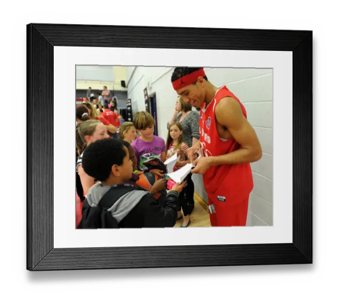 Framed Print : Bristol City Football Club: Greg Streete Connects with Fans as He Signs Autographs During Bristol Flyers Basketball Match vs. Plymouth Raiders