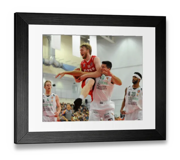 Framed Print : Intense Rivalry: Flyers vs. Raiders Clash in British Basketball Cup at Wise Campus Framed Print : Intense Rivalry: Flyers vs. Raiders Clash in British Basketball Cup at Wise Campus