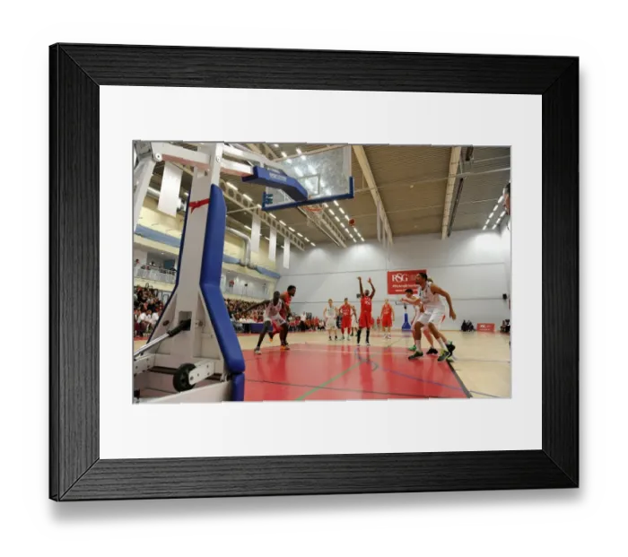 Framed Print : British Basketball Cup: A Showdown Between Flyers and Raiders at Wise Campus
