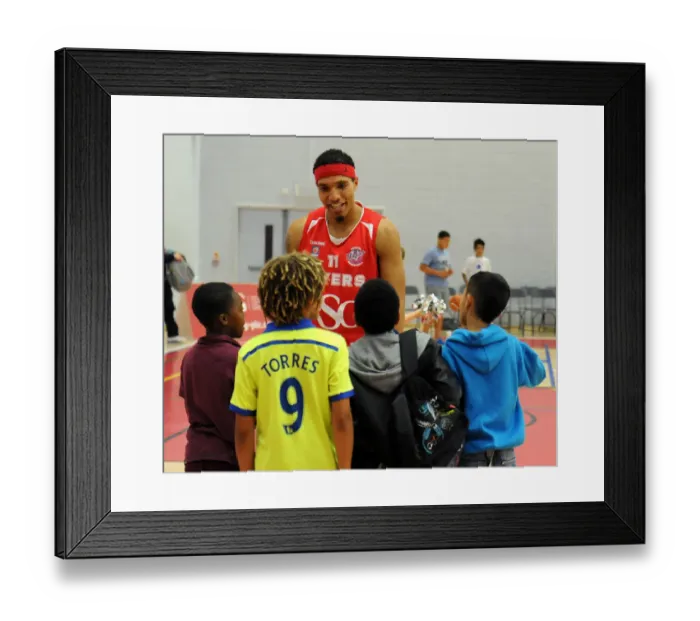 Framed Print : Bristol Flyers Basketball: Greg Streete Interacts with Young Fans After Game Against Plymouth Raiders Framed Print : Bristol Flyers Basketball: Greg Streete Interacts with Young Fans After Game Against Plymouth Raiders