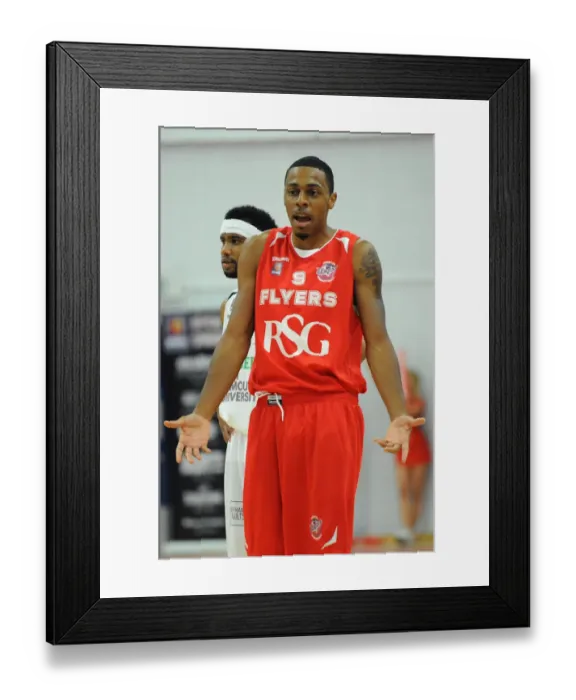 Framed Print : Fierce Showdown: Flyers vs. Raiders in the British Basketball Cup at Wise Campus Framed Print : Fierce Showdown: Flyers vs. Raiders in the British Basketball Cup at Wise Campus