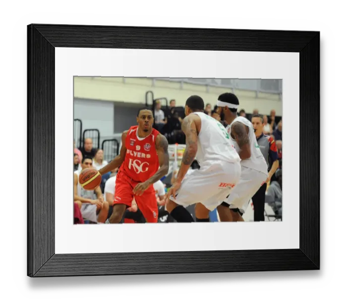 Framed Print : Fierce Showdown in Basketball: Flyers vs. Raiders in the British Basketball Cup Framed Print : Fierce Showdown in Basketball: Flyers vs. Raiders in the British Basketball Cup