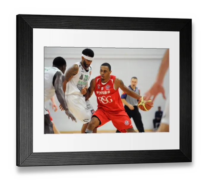 Framed Print : Fierce Showdown: British Basketball Cup - Flyers vs. Raiders at Wise Campus